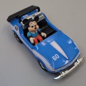 Tokyo Disneyland Mickey Mouse Blue Tin Car 60 Retro ＆ Vintage Japan